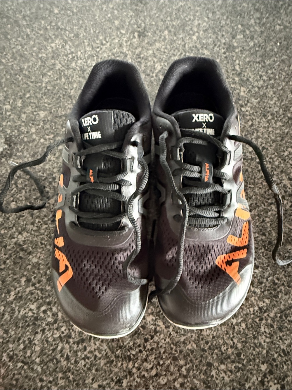 Xero Men/Women Athletic Shoes in Black with Orange Accents LIFE TIME ALPHA